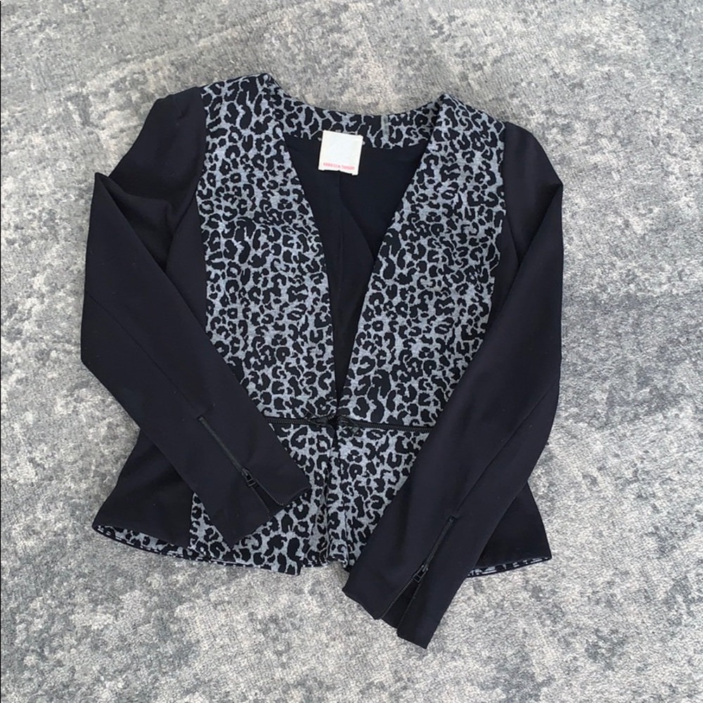 Rebecca Taylor cheetah and black jacket.